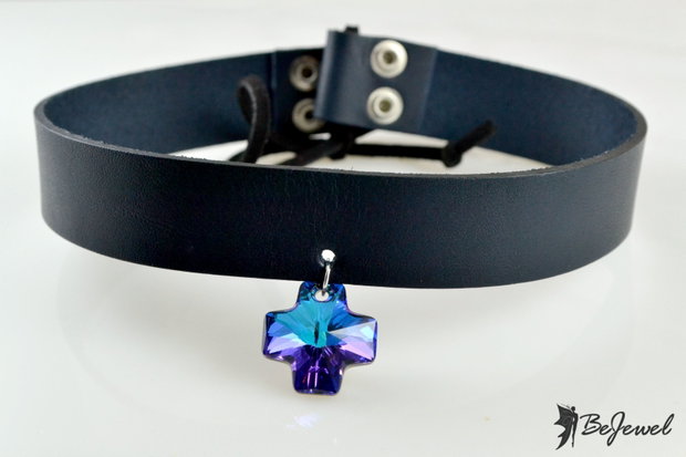 Choker piele cu element decorativ placat cu argint ''Malta''