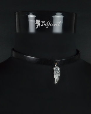Choker din piele si pandantiv de argint 999 ''Hawk''