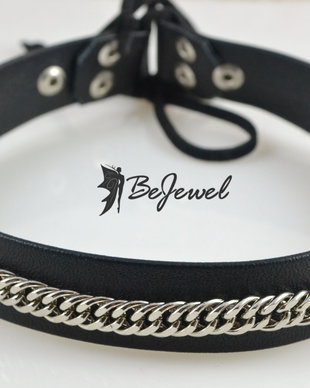 Choker piele cu lant ''Chained'