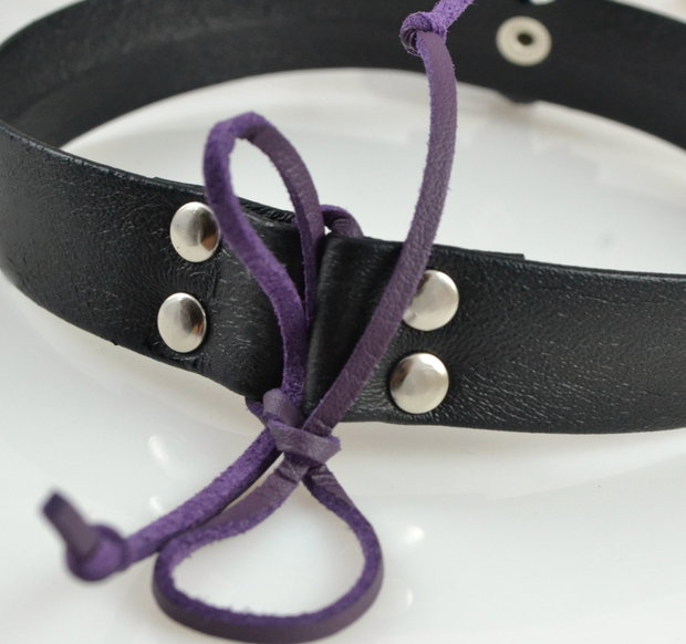 Choker din piele  si onix ''Victorian''