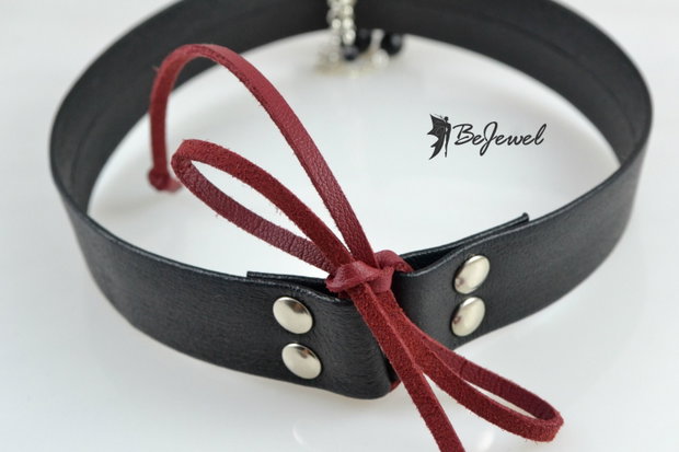 Choker din piele  si onix ''Contesse''
