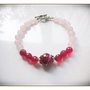 BRATARA- CUART ROZ SI AGATE CRABFIRE FUCSIA- REZERVATA