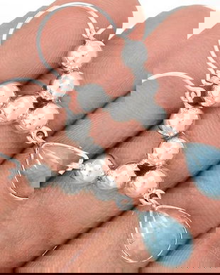 Ag319 - Cercei cu tortite, argint 925, aquamarin