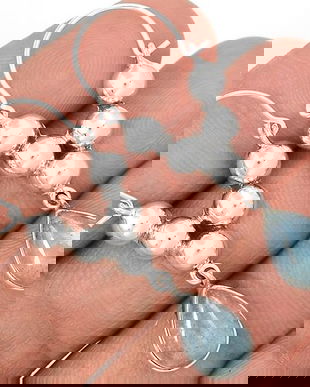 Ag326 - Cercei cu tortite, argint 925, aquamarin