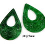 9156 - 2 buc Pandantiv / charm, jad verde, picatura