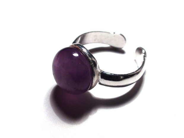 Inel delicat din Argint 925 si Ametist mov rotund – IN339 – Inel mov, inel romantic violet, inel pietre semipretioase, inel reglabil