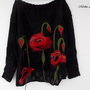 Bluza negra cu macii rosii impasliti 3D