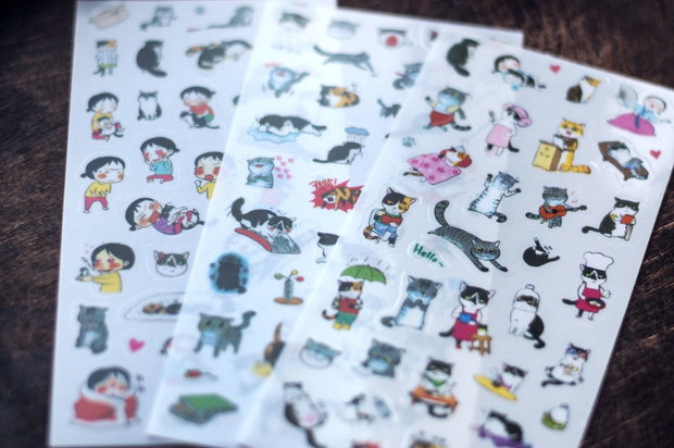 Stickere - Kitty - scrapbooking - 3 folii - stickere jurnal, organizare, etc