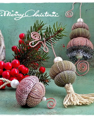 Decoratiuni din arici de mare ~ Rustic Christmas