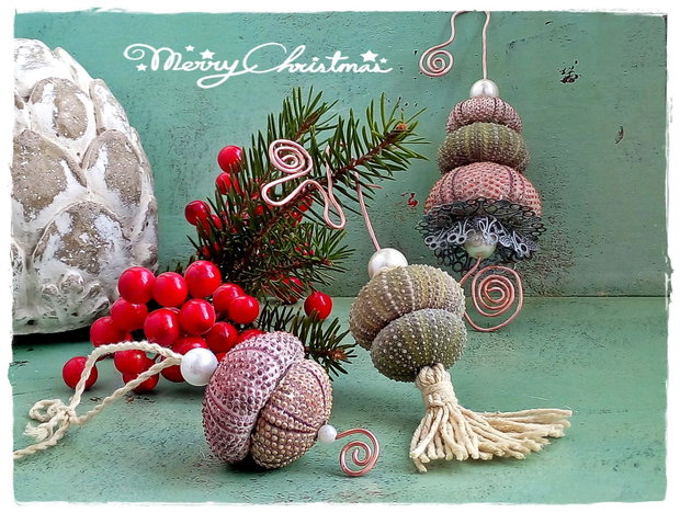 Decoratiuni din arici de mare ~ Rustic Christmas