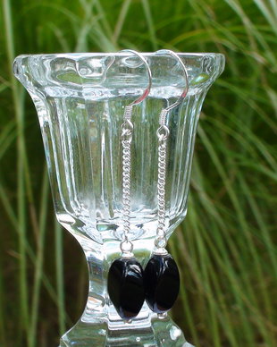 Cercei lungi din Onix negru - CE133 - cercei negri eleganti, cercei delicati, cadou romantic, cadou pentru ea, cercei pietre semipretioase