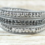 Bratara wrap cu snur de piele, hematit si cristale ''Silver Joy''