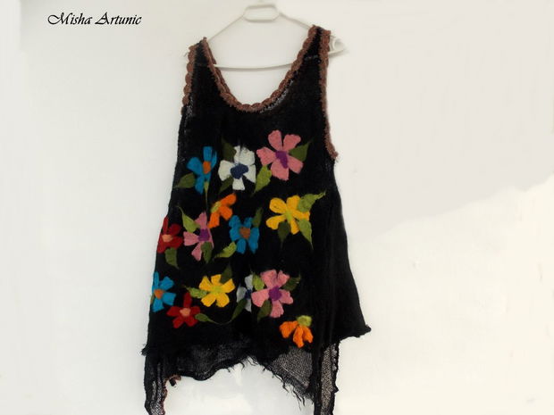 Vesta boho chic cu flori impaslite