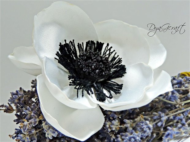 Anemona flori textile, brosa, accesoriu pentru par