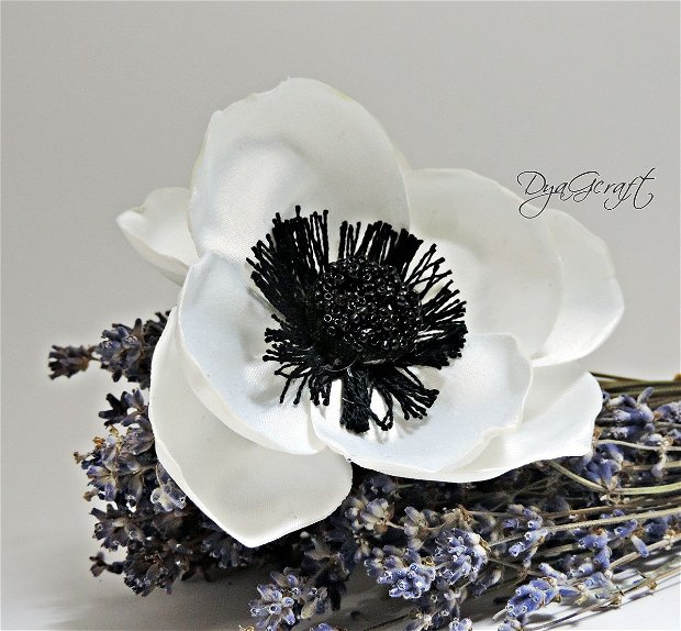 Anemona flori textile, brosa, accesoriu pentru par