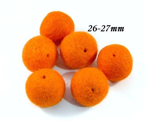 9198 - (6buc) Bile fetru, lana impaslita, 26-27mm, orange