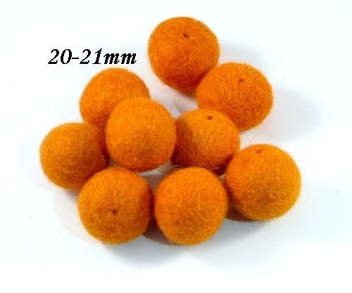 9199.2 - (9buc) Bile fetru, lana impaslita, 20-21mm, orange