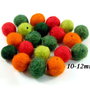 9201 - MIX - 20buc - Bile fetru, lana impaslita, 10-12mm, rosu, orange, verde padure, verde, verde crud