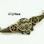 9204 - (1buc)  Pandantiv, aripi inger, rotite / mecanisme de ceas, steampunk, bronz, alama, auriu antichizat, 67x24mm