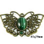 9205 - Pandantiv, aliaj metalic bronz, malachit natural, agata verde, 45x29mm