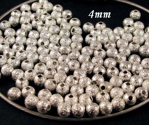 9212 - (60/120buc) Margele metalice stardust, argintiu, sfere 4mm