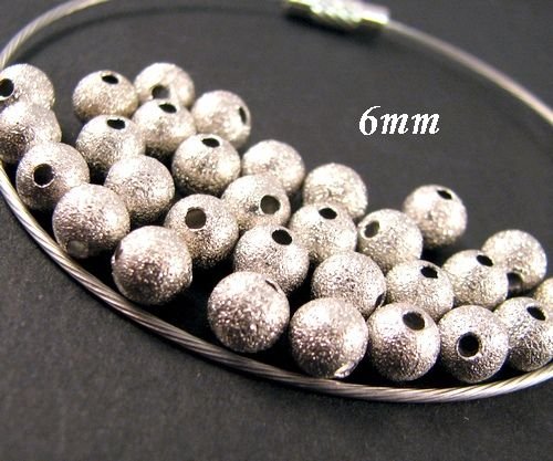 9211 - (30buc) Margele metalice stardust, argintiu inchis, sfere 6mm