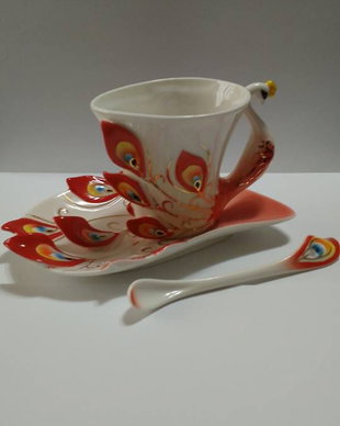 "Peacock" ceasca cafea/ceai din portelan