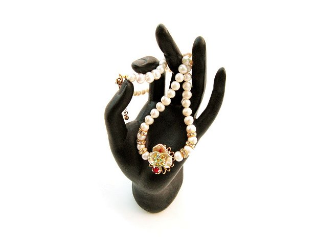 Colier perle de cultura cu pandantiv din perle Keishi si cristale Swarovski