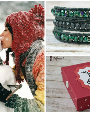 Bratara cu snur de piele si mix de cristale ''Enchanted''