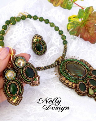 "Fern Flower" - Set colier, cercei, inel