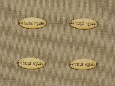 Etichete din lemn- "Hand made"-4 x 1.8 cm(4/set)