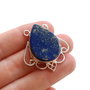 Pandant Lapis Lazuli in rama argintata - albastru royal cu pete aurii