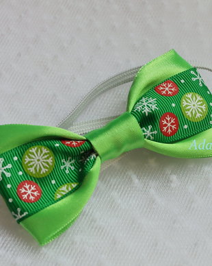Mini papion copii-verde crud-cu motive de Craciun