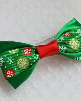 Mini papion copii verde-rosu cu motive de Craciun