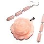 Pandantiv si cercei din Argint 925 si Cuart roz  PA201.1, CE201.1 - cadou pentru ea, cadou romantic, colier cuart roz, colier pietre semipretioase