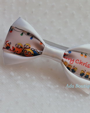 Mini papion copii alb Minions de Craciun