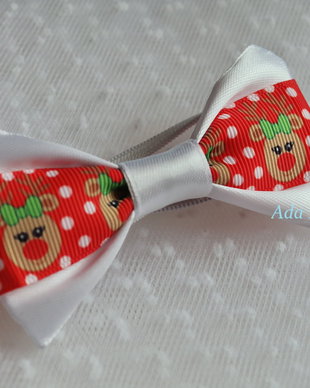 Mini papion alb pentru copii-renii lui Mos Craciun