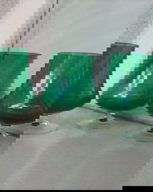 SET VINTAGE AUSTRIAC 6 PAHARE SEMICRISTAL DE COGNAC