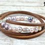 Bratara cu piele si perle de cultura ''Fancy leather''