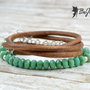 Bratara cu piele si cristale Cehia ''Boho-chic''