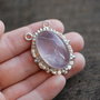 Pandant Quartz Roz in rama argintata