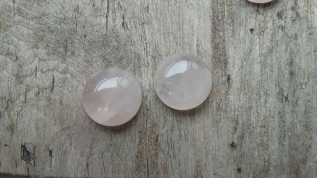 Cabochon cuart roz, aprox 13mm (2 buc)