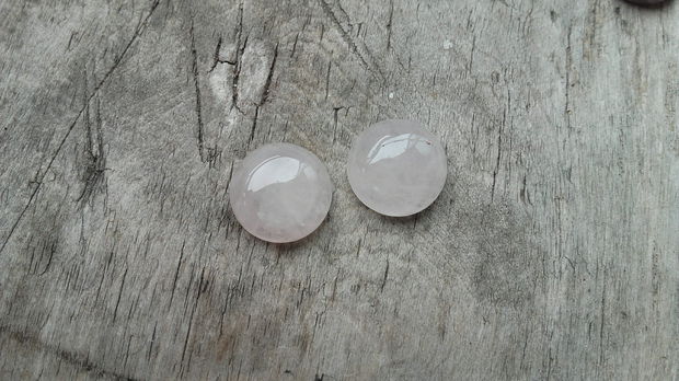 Cabochon cuart roz, aprox 13mm (2 buc)