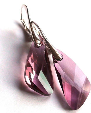 Cercei mari din Cristale Swarovski wing  CE143.2 - cercei mov, cadou pentru ea, cadou romantic, cercei ocazie, cercei casual