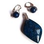 Pandantiv si cercei din Argint 925 si Lapis lazuli  PA345, CE345 - Cadou romantic, cercei delicati, pandantiv pietre semipretioase, colier albastru denim, cadou pentru ea