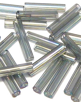 Margele TOHO, Bugle, 9 mm, Transparent-Rainbow Gray - 20 de grame