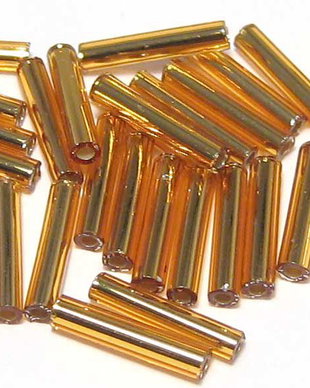 Margele TOHO, Bugle, 9 mm, Silver-Lined Topaz - 20 de grame