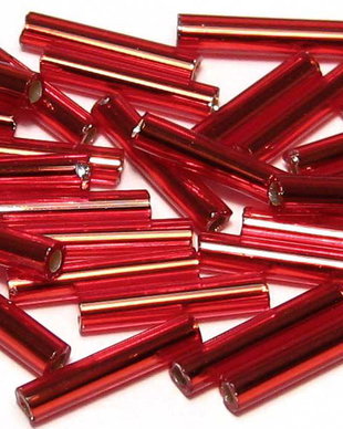 Margele TOHO, Bugle, 9 mm, Silver-Lined Ruby - 20 de grame
