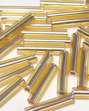 Margele TOHO, Bugle, 9 mm, Silver-Lined Med Topaz - 20 de grame