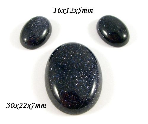 9227 - (3buc) Cabochon, piatra soarelui albastra, oval